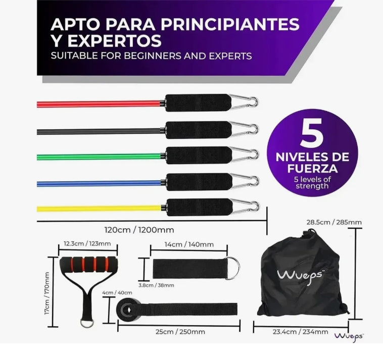 Set Ligas Tubulares De Resistencia Kit Ejercicios Gym