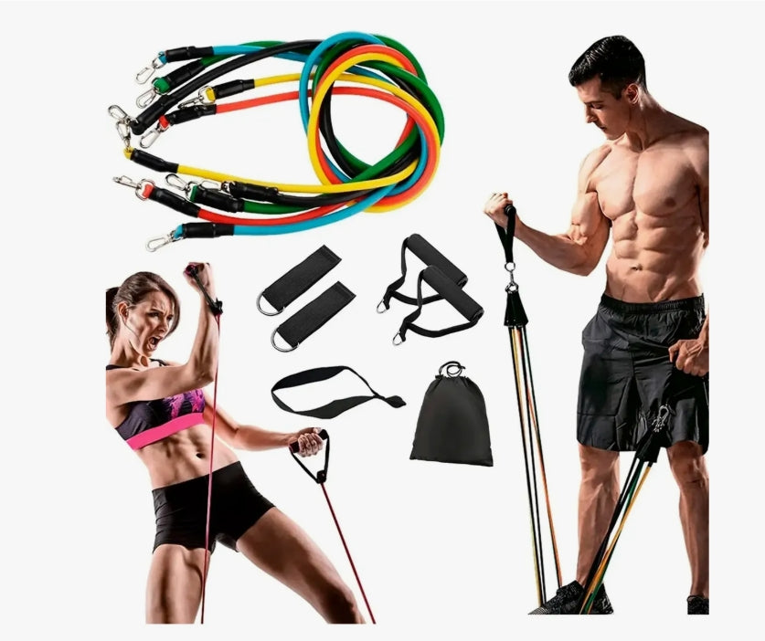 Set Ligas Tubulares De Resistencia Kit Ejercicios Gym