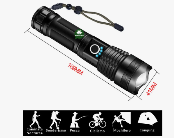 Linterna Led Táctica De Largo Alcance Recargable