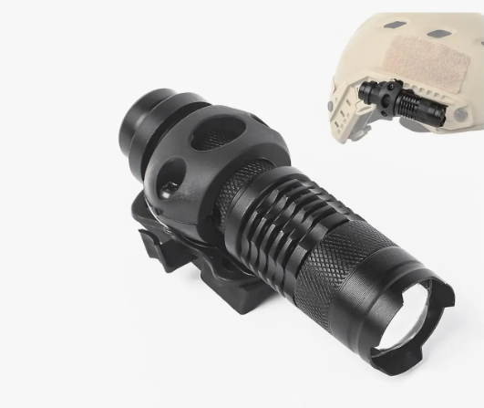Linterna Táctica + Base Casco Militar Con Riel Luz Led Zoom