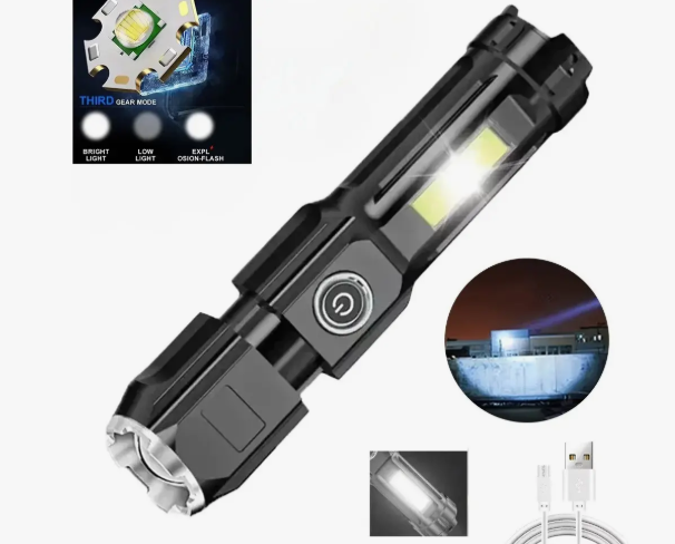 Linterna Táctica Led 4 Modos Usb Zoom Recargable