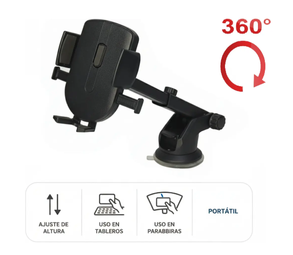 Porta Celular Teléfono Para Carro 360 Grado Base Con Chupón
