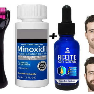 1 Minoxidil 5% 1 Aceite Beard Oil Crecer Barba Dermaroller