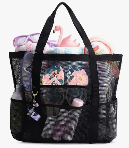 Bolso Playero Tipo Malla Con Bolsillo Impermeable