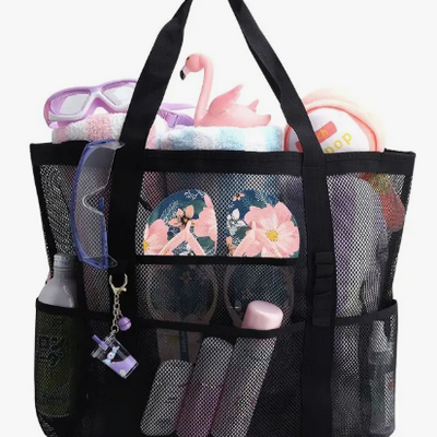 Bolso Playero Tipo Malla Con Bolsillo Impermeable