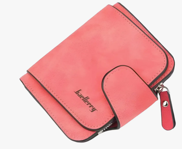 Billetera Plegable De Cuero Cartera Con Cremallera De Mujer