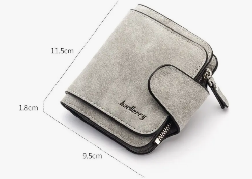 Billetera Plegable De Cuero Cartera Con Cremallera De Mujer