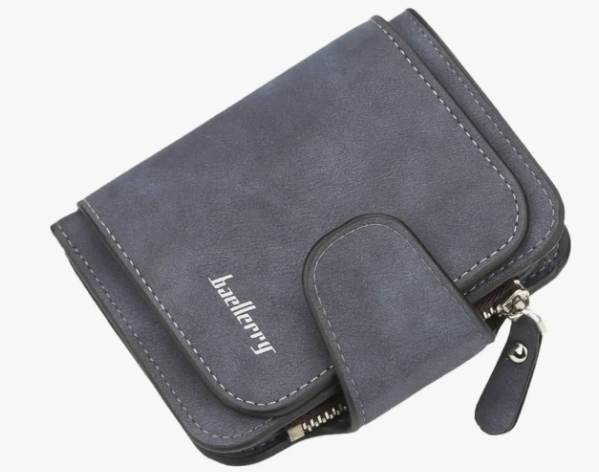 Billetera Plegable De Cuero Cartera Con Cremallera De Mujer