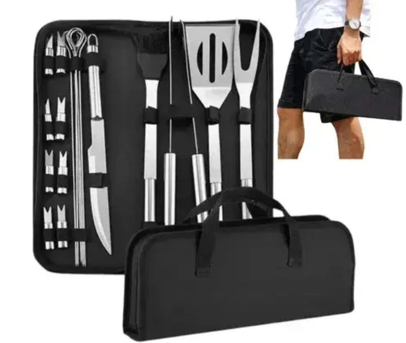 Kit Parrillero Cubiertos Acero Inoxidable 18pzs Utensilios