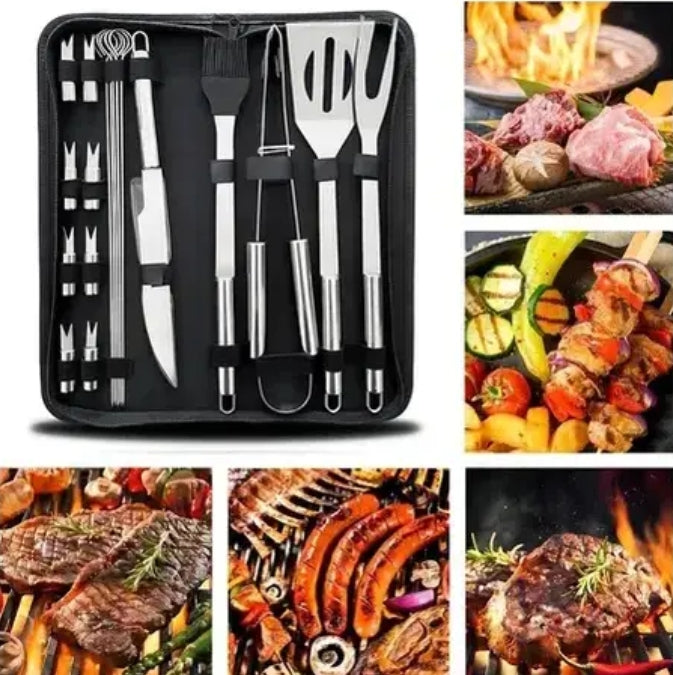 Kit Parrillero Cubiertos Acero Inoxidable 18pzs Utensilios