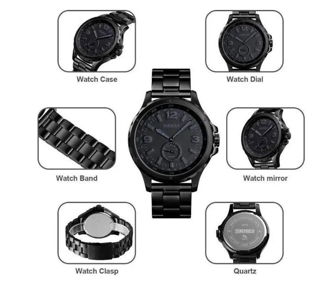 Reloj Acero Skmei 1513 Caballeros Black