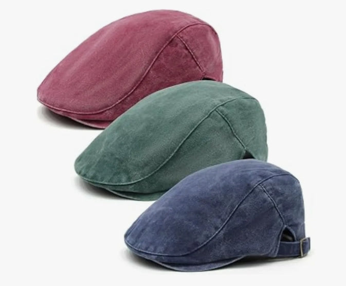 Boina, Gorra Plana Vintage De Algodón Lavado