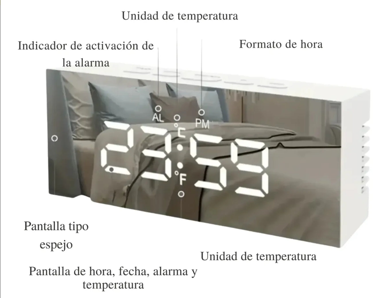 Reloj Despertador Digital Alarma Temperatura Fecha