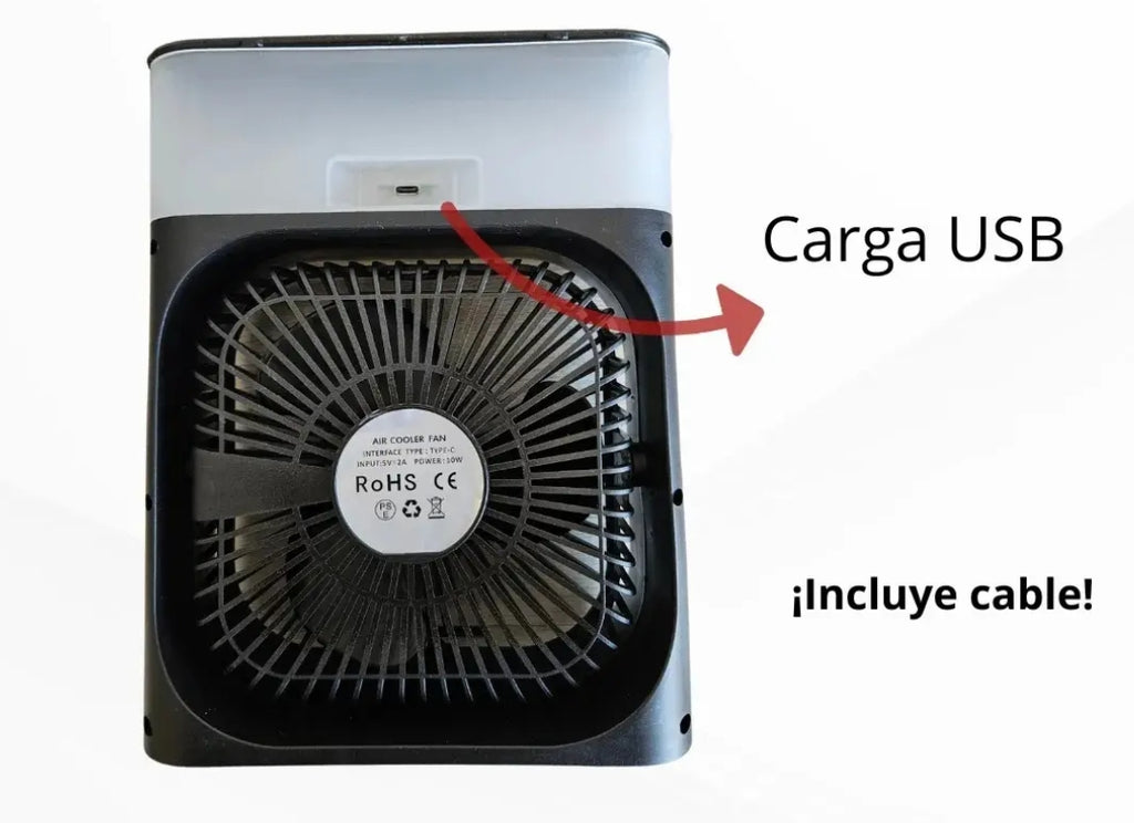 Ventilador Portatil 3 En 1 Enfriador Humidificador Luz Led