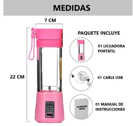Mini Licuadora Portatil Recargable Inalambrica 380ml Batido