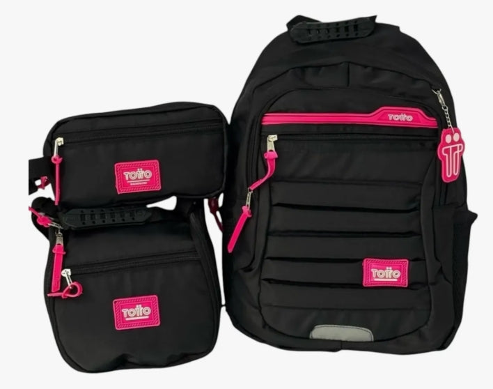 Bolso Morral Totto Estudio 30l Deportiva Adulto 3 Piezas