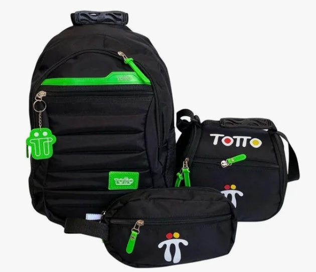 Bolso Morral Totto Estudio 30l Deportiva Adulto 3 Piezas