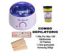Combo Depilador Olla Cera Prowax 100, Cera Miel y Bandas