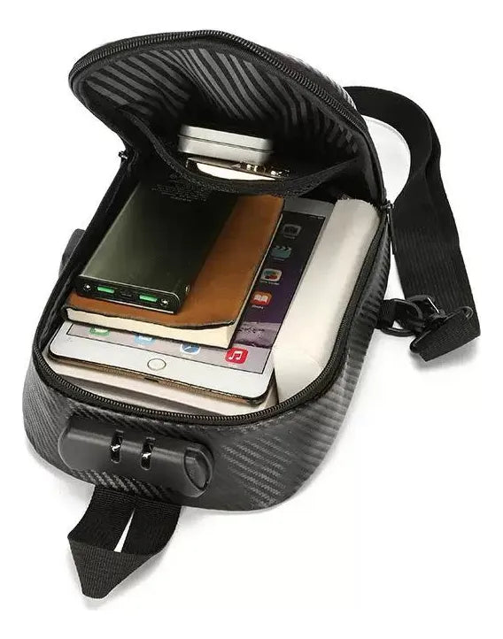 Bolso Bandolero Caballero Antirrobo Candado Usb Reforzado