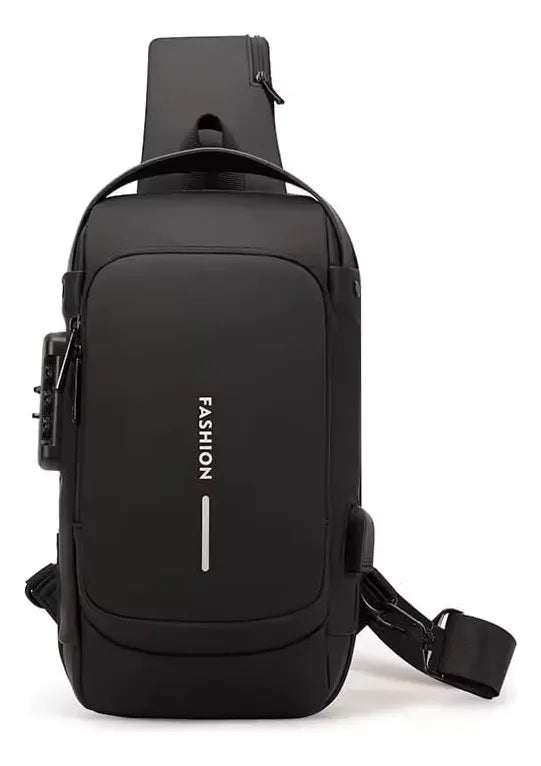 Bolso Bandolero Caballero Antirrobo Candado Usb Impermeable