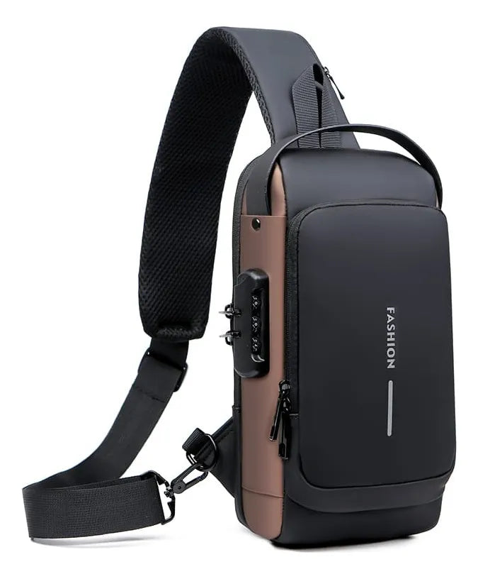 Bolso Bandolero Caballero Antirrobo Candado Usb Impermeable