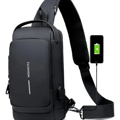Bolso Bandolero Caballero Antirrobo Candado Usb Impermeable